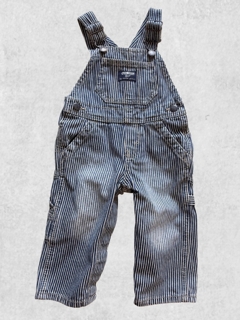OshKosh B'gosh Navy and White Pinstripe Baby Overalls (9mo)